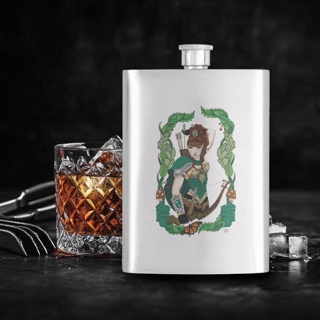 Enchanted Green Fantasy Woodland Archer Elf Flask (Creator Uploaded)