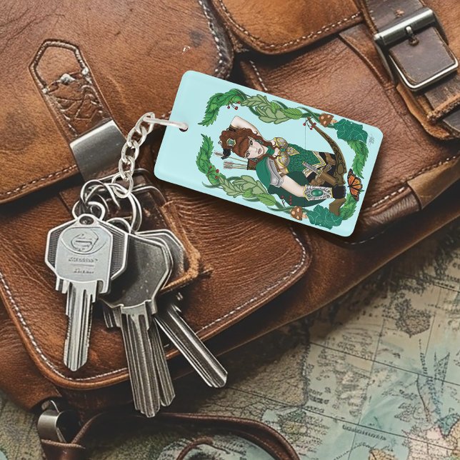 Enchanted Green Fantasy Woodland Archer Elf Keychain (Creator Uploaded)