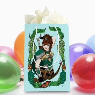 Enchanted Green Fantasy Woodland Archer Elf Medium Gift Bag