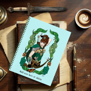 Enchanted Green Fantasy Woodland Archer Elf Notebook