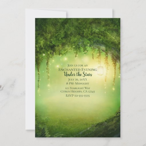 Enchanted Green Forest Lantern Sweet 16 Party Invitation | Zazzle