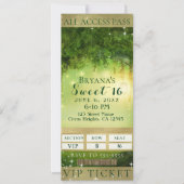 Enchanted Green Forest VIP Sweet 16 Party Ticket Invitation (Front)