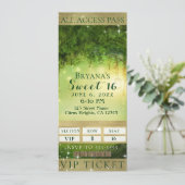 Enchanted Green Forest VIP Sweet 16 Party Ticket Invitation (Standing Front)