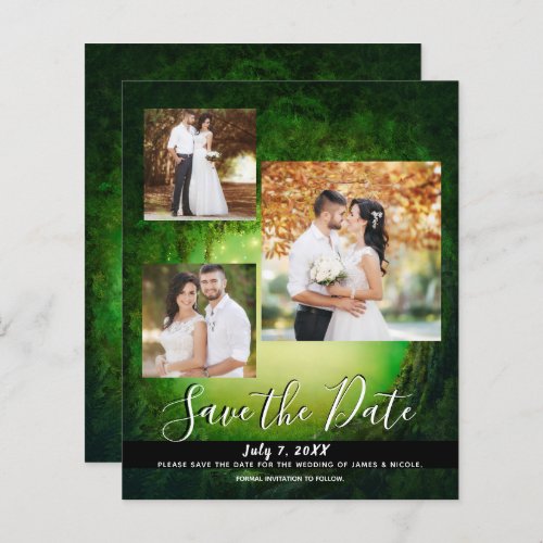 Enchanted Green Forest Wedding Photo Save the Date