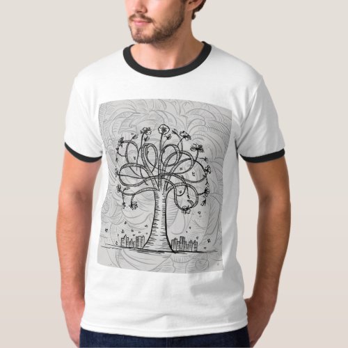 Enchanted Grove A Whimsical Hand_Sketched T_Shirt