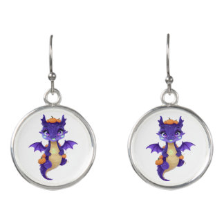 Enchanted Halloween Dragon Pumpkin Earrings