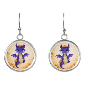 Enchanted Halloween Dragon Pumpkin Earrings