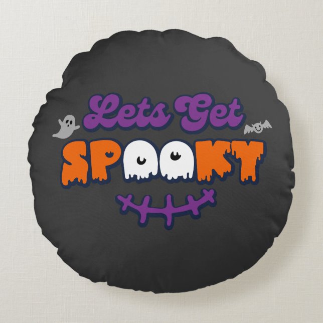Enchanted Halloween Hauntings Let's Get Spooky Round Pillow (Front)