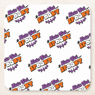 Enchanted Halloween Hauntings Let's Get Spooky Square Paper Coaster