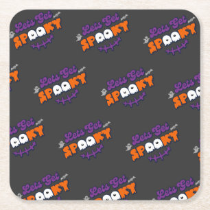 Enchanted Halloween Hauntings Let's Get Spooky Square Paper Coaster