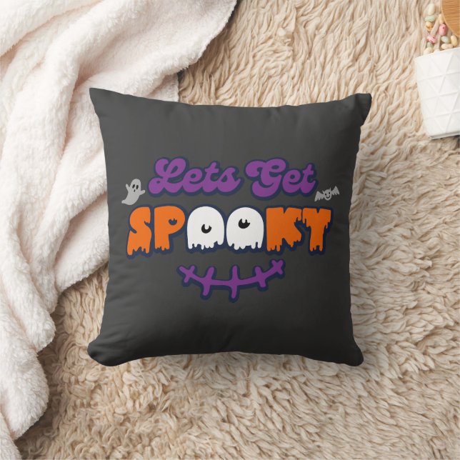 Enchanted Halloween Hauntings Let's Get Spooky Throw Pillow (Blanket)
