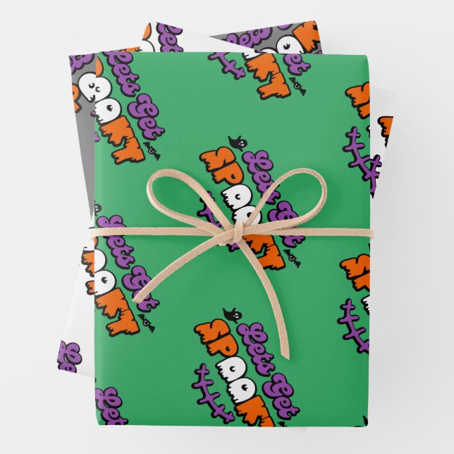Enchanted Halloween Hauntings Let's Get Spooky Wrapping Paper Sheets (In situ)