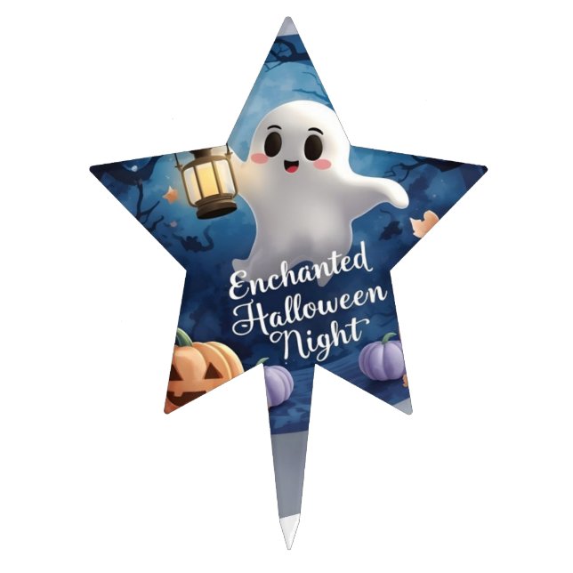 Enchanted Halloween Night Oval Cake Pick – Cute Gh (Front)