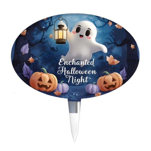 Enchanted Halloween Night Oval Cake Pick – Cute Gh (Front)