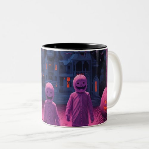 Enchanted Halloween Path with Pumpkins Two_Tone Coffee Mug