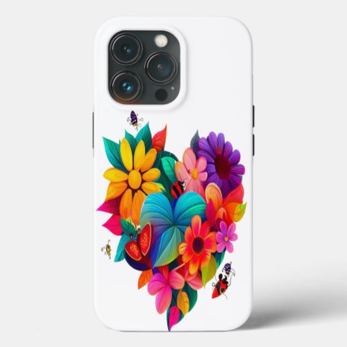 Enchanted Heart A Floral and Insect Mosaic iPhone 13 Pro Case