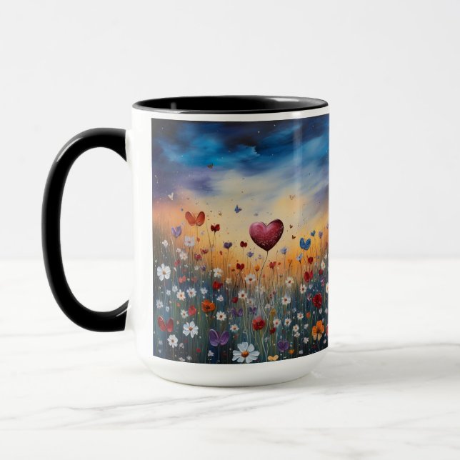Enchanted Heart and Wildflowers Mug (Left)