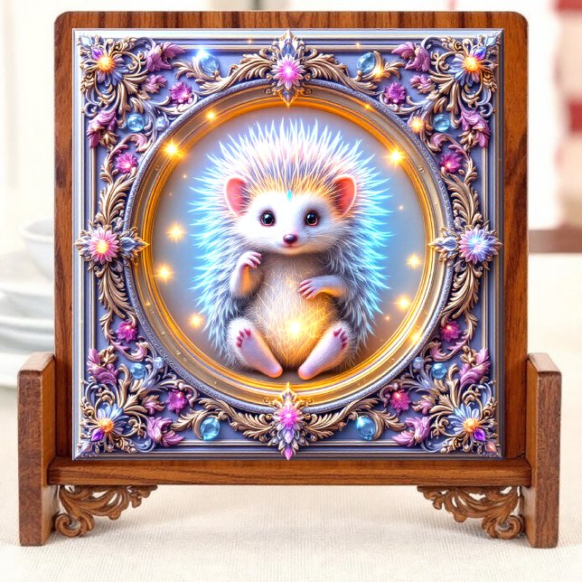 Enchanted Hedgehog Artistic Jewelry Box Top Ceramic Tile (Creator Uploaded)