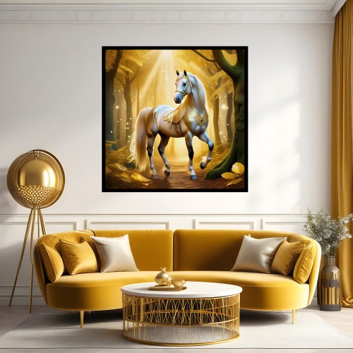 Enchanted horse in the golden forest poster