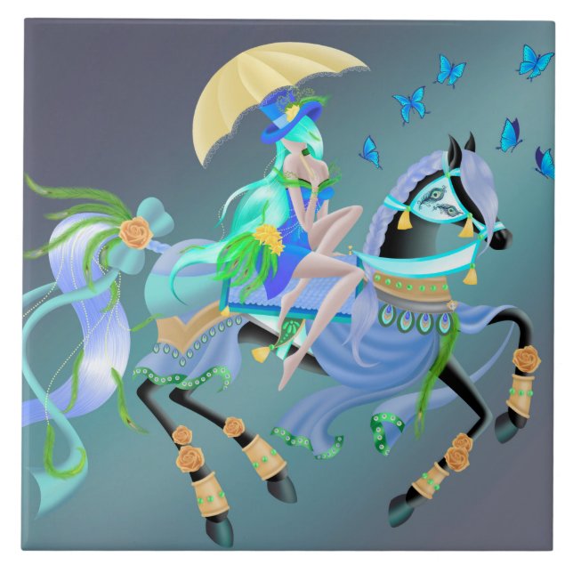 Enchanted Horse Ride  Ceramic Tile (Front)