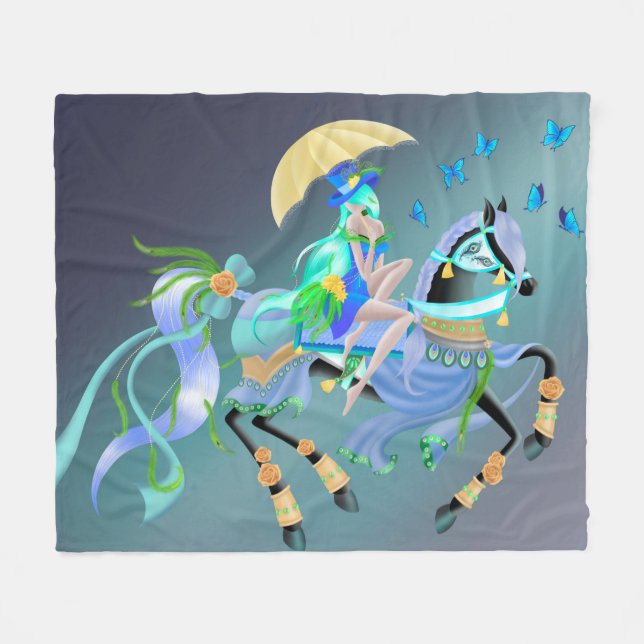 Enchanted Horse Ride  Fleece Blanket (Front (Horizontal))