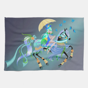 Enchanted Horse Ride peacock showgirl Kitchen Towel