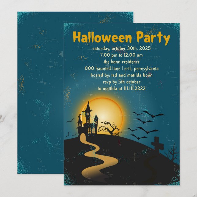 Enchanted House Halloween Party Invitation (Front/Back)