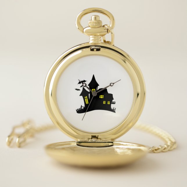 Enchanted House Haunted Halloween Pocket Watch (Inside)