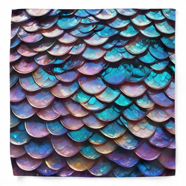 Enchanted Hues: Allure of Pastel Mermaid Scales Bandana (Front)