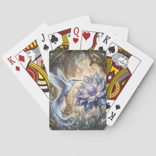 Enchanted Hummingbird & Moon Blossom. Poker Cards