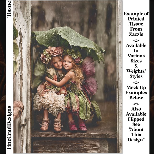 Enchanted Hydrangea Fairies In Rain ED2L Decoupage Tissue Paper (Creator Uploaded)