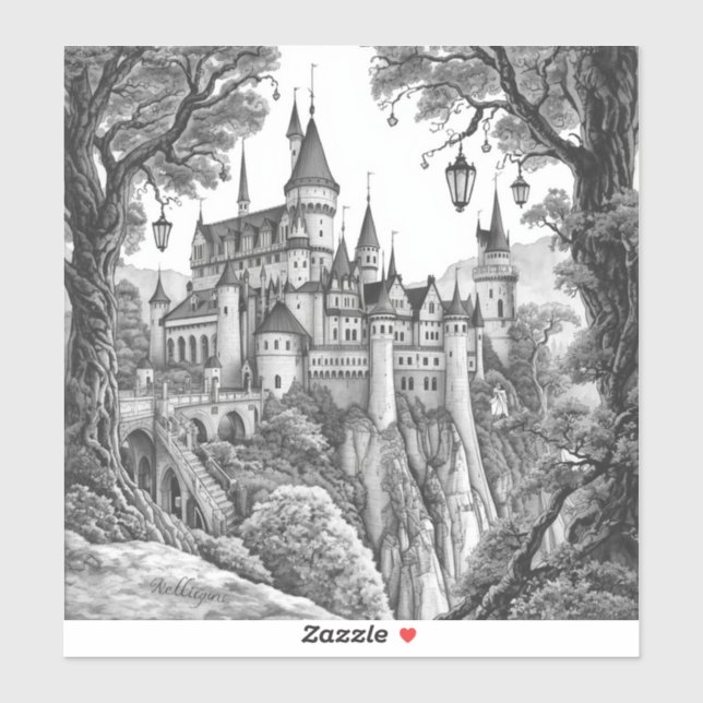 Enchanted Ink Dreams: Black & White Fairy Tale  Sticker (Sheet)