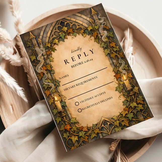 Enchanted Ivy Gothic Autumn Wedding RSVP Card (Creator Uploaded)