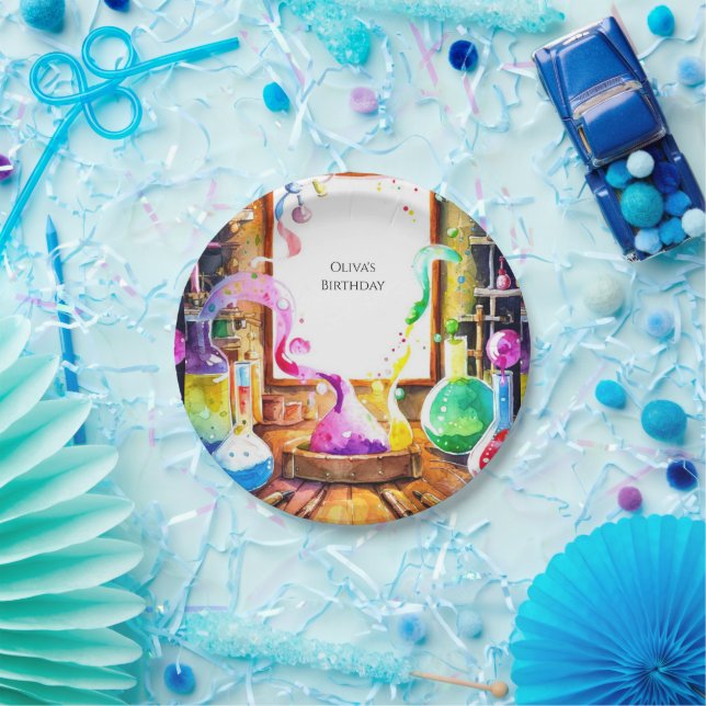 Enchanted Kids' Chemistry Scientist Birthday Paper Plates (Party)