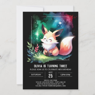 Enchanted Kids Fox Birthday digital Invitation