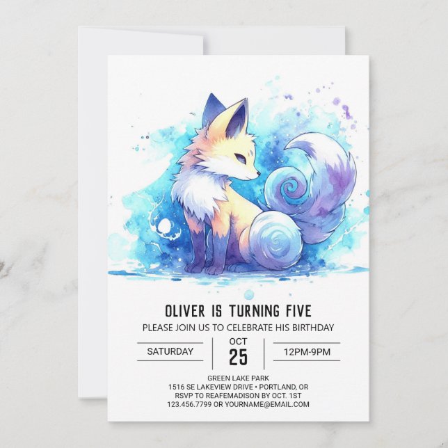 Enchanted Kids Fox Birthday Invitation (Front)