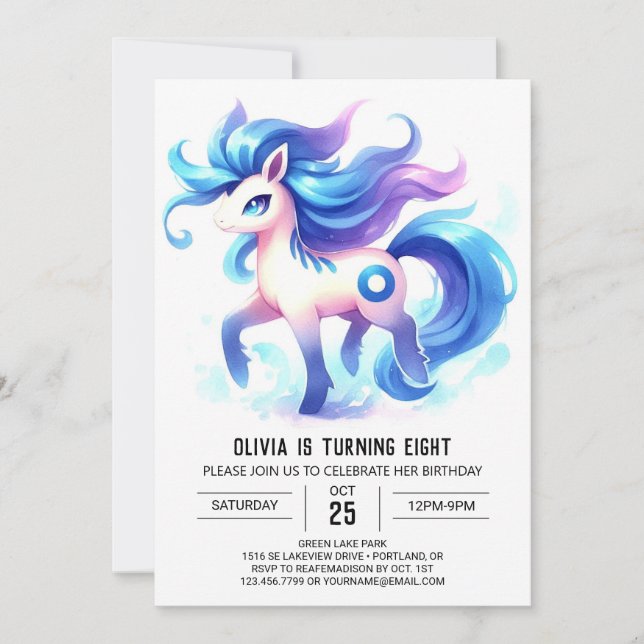 Enchanted Kids Horse Birthday Invitation (Front)