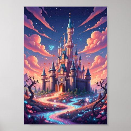 Enchanted Kingdom Starry Sky Whimsical Art Print