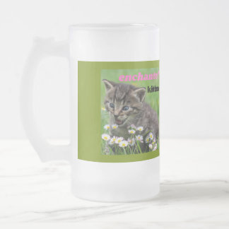 enchanted kitten frosted glass beer mug