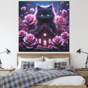 Enchanted Kitten Haven: 3D Dark Fantasy Art Print