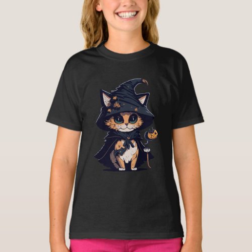 Enchanted Kitty Wizard T_Shirt