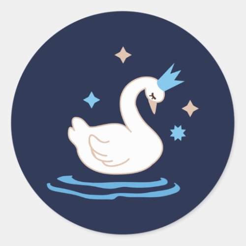 Enchanted Lake _ Graceful Swan Classic Round Sticker