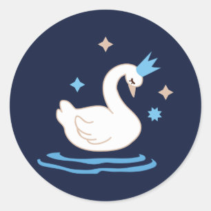 Enchanted Lake - Graceful Swan Classic Round Sticker