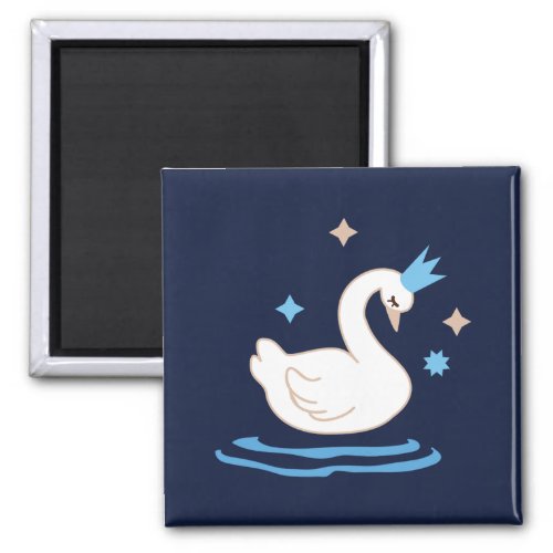 Enchanted Lake _ Graceful Swan Magnet