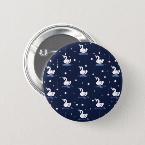 Enchanted Lake _ Graceful Swan Pattern Design Button