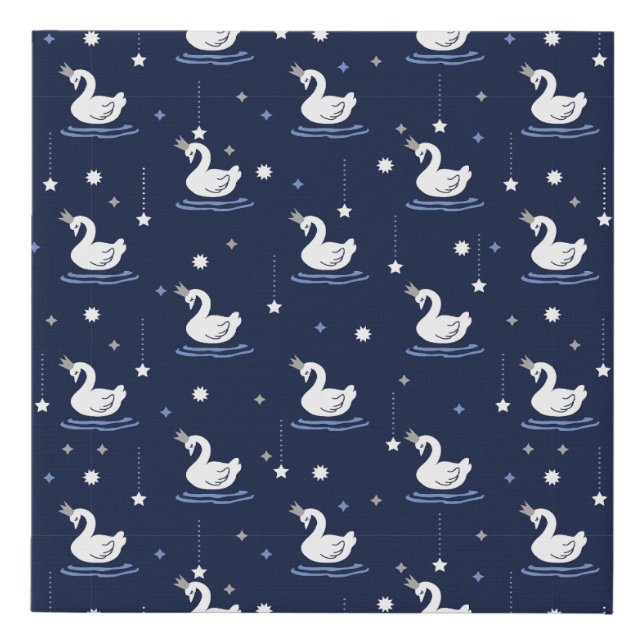 Enchanted Lake - Graceful Swan Pattern Design Faux Canvas Print (Front)