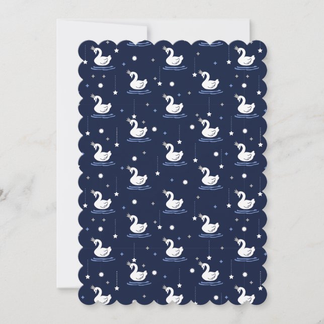 Enchanted Lake - Graceful Swan Pattern Design Holiday Card (Front)