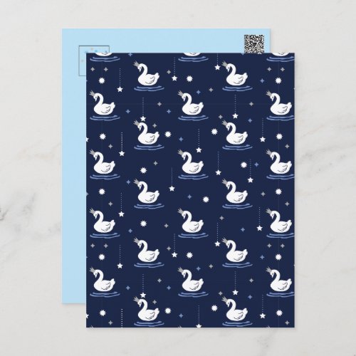 Enchanted Lake _ Graceful Swan Pattern Design Postcard