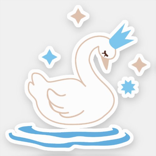 Enchanted Lake _ Graceful Swan Pattern Design Sticker
