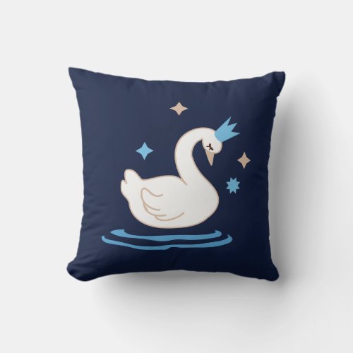 Enchanted Lake _ Graceful Swan Throw Pillow